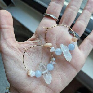 handmade Pink and purple beaded hoop earrings #fairycore #cottagecore